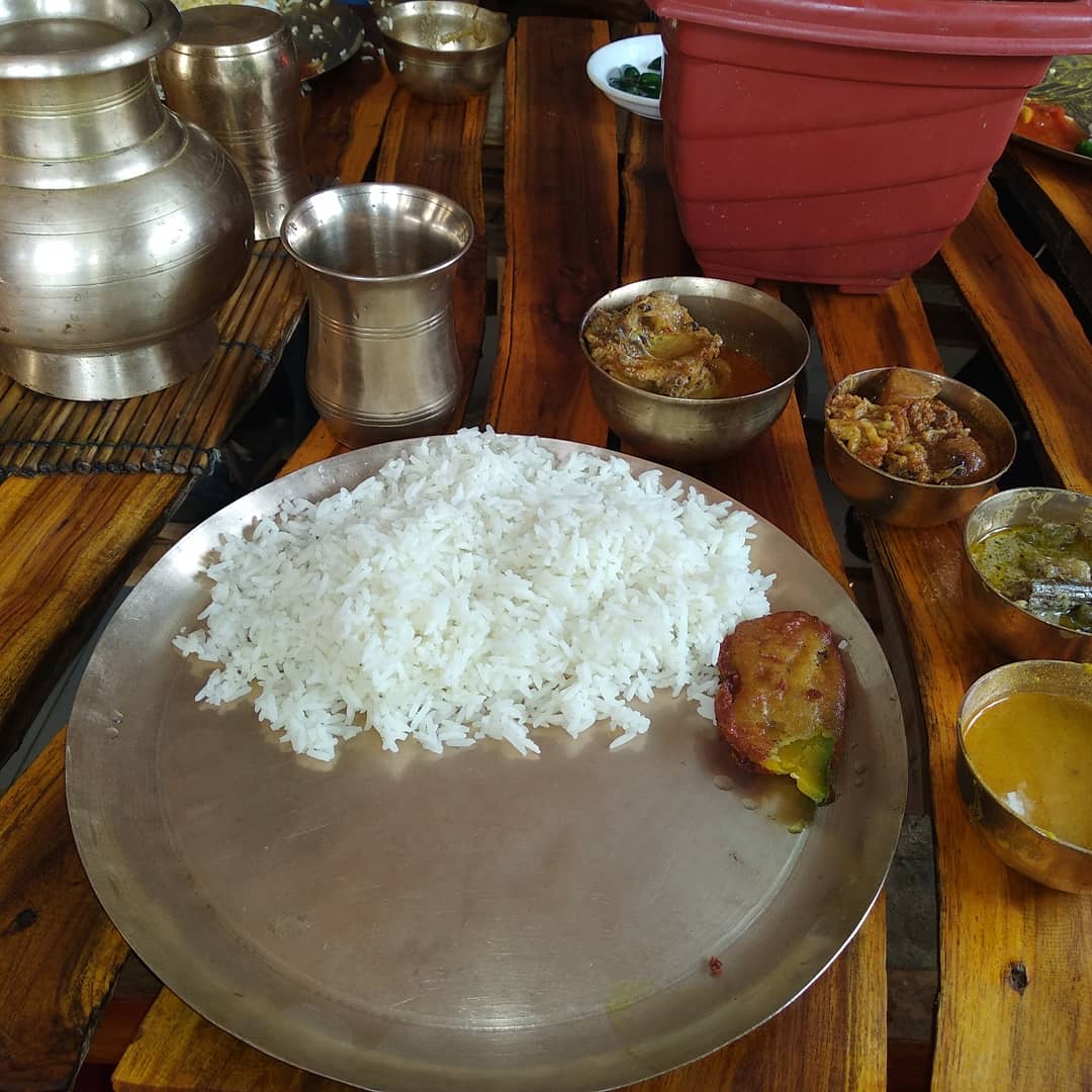A Bengali thali with a variety of dishes