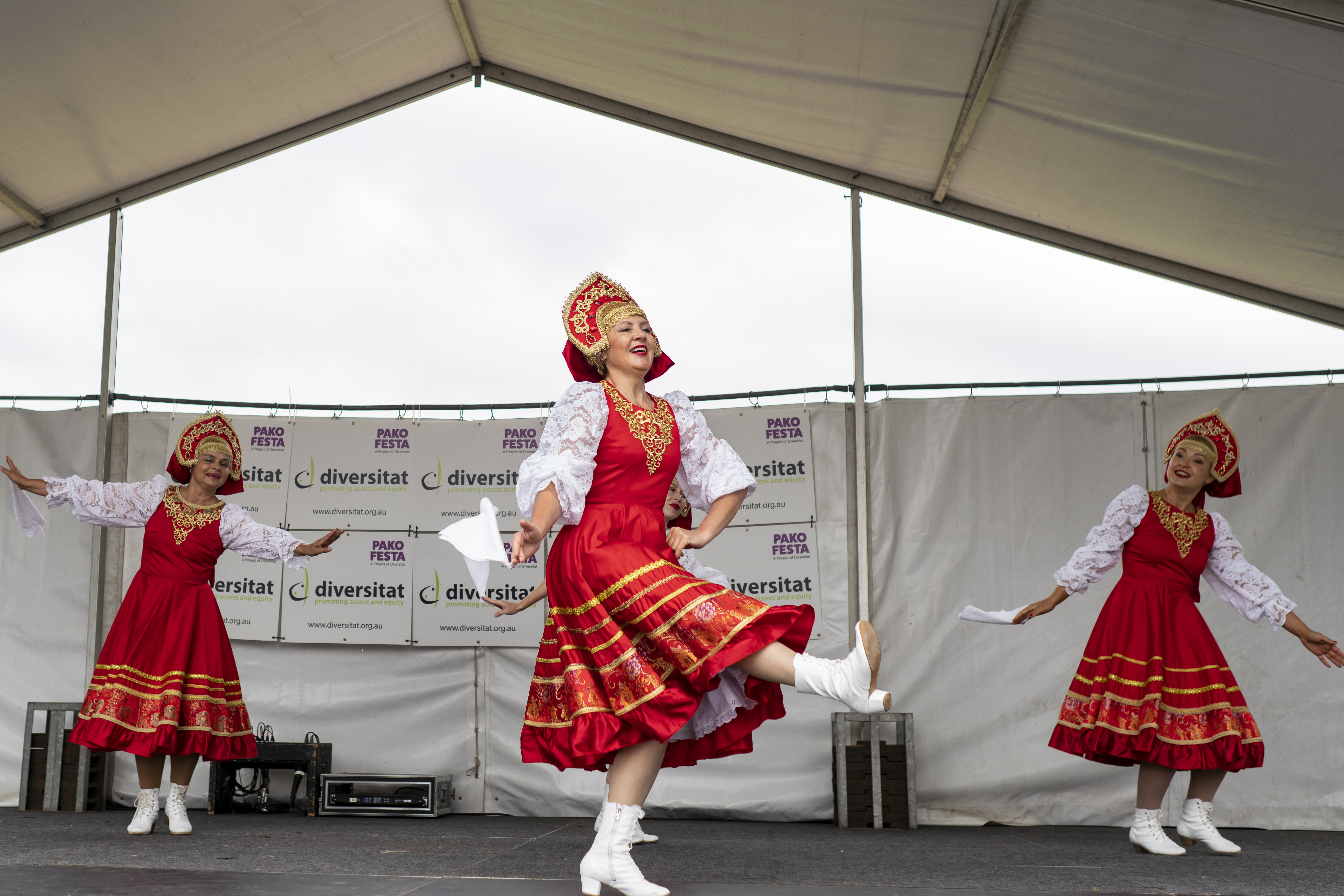Traditional dancers performing at Pako Festa in Geelong